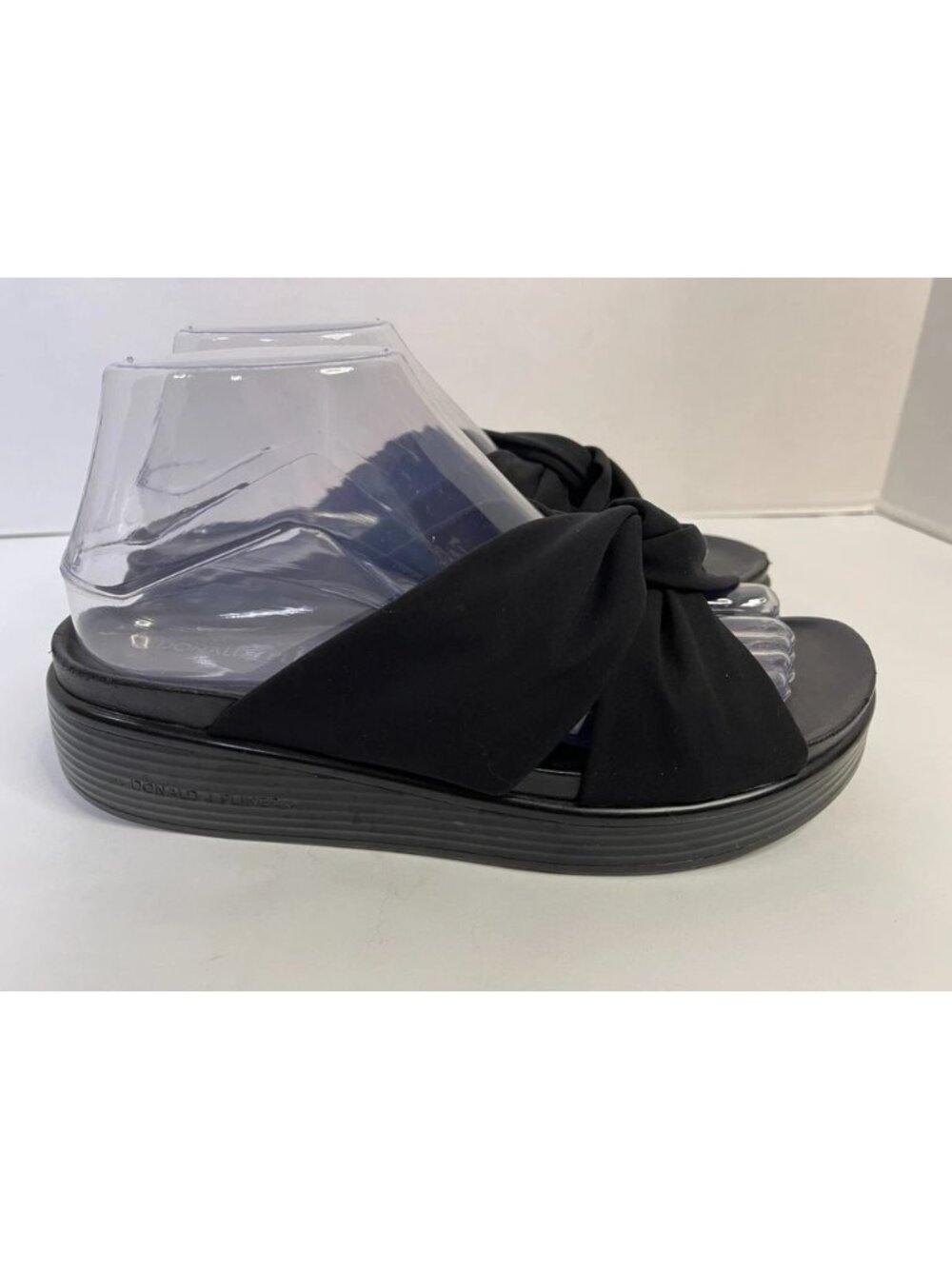 Donald Pliner Folley Crepe Slide Sandal Knotted Fabric Slip On Black SZ 5M New - Picture 2 of 6
